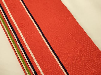平和屋着物●本場筑前博多織　半幅帯　花間道　正絹　逸品　CABI4995ak