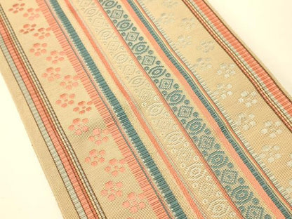 平和屋着物●本場筑前博多織　半幅帯　花間道　証紙付き　正絹　逸品　CABI4999ak