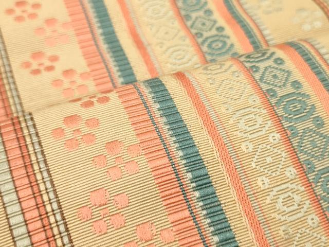 平和屋着物●本場筑前博多織　半幅帯　花間道　証紙付き　正絹　逸品　CABI4999ak