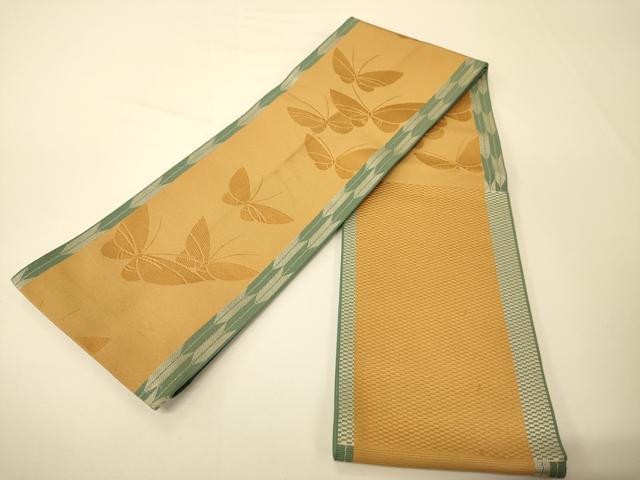 平和屋着物●本場筑前博多織　半幅帯　矢羽根舞蝶文　正絹　逸品　CABI5000ak