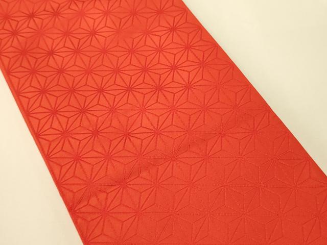 平和屋着物●本場筑前博多織　両面　半幅帯　花唐草間道/麻の葉文　証紙付き　正絹　逸品　CABI5001ak