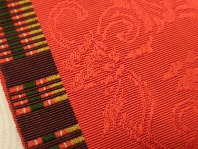 平和屋着物●本場筑前博多織　半幅帯　松永美佐子作　花唐草間道　証紙付き　正絹　逸品　CABI5002ak