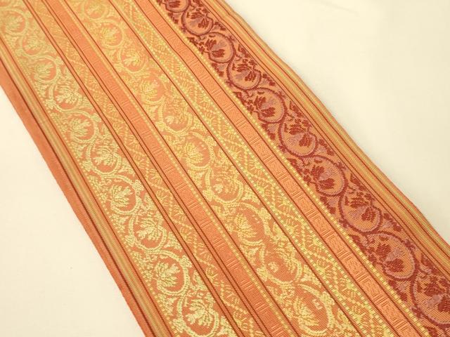 平和屋着物○本場筑前博多織 半幅帯 唐草間道 正絹 逸品 CABI5007ak