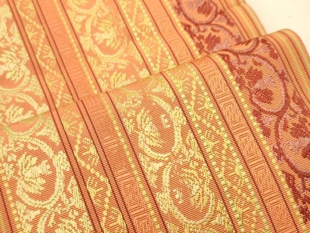 平和屋着物○本場筑前博多織 半幅帯 唐草間道 正絹 逸品 CABI5007ak