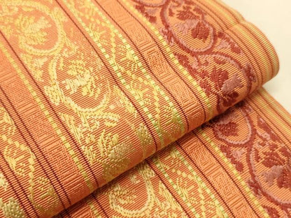 平和屋着物●本場筑前博多織　半幅帯　唐草間道　正絹　逸品　CABI5007ak