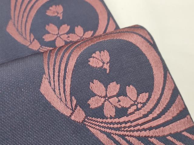 平和屋着物●本場筑前博多織　半幅帯　吉祥舞桜文　正絹　逸品　CABI5009ak