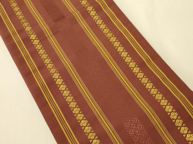 平和屋着物●本場筑前博多織　半幅帯　献上柄　証紙付き　正絹　逸品　未使用　CABI5011ak