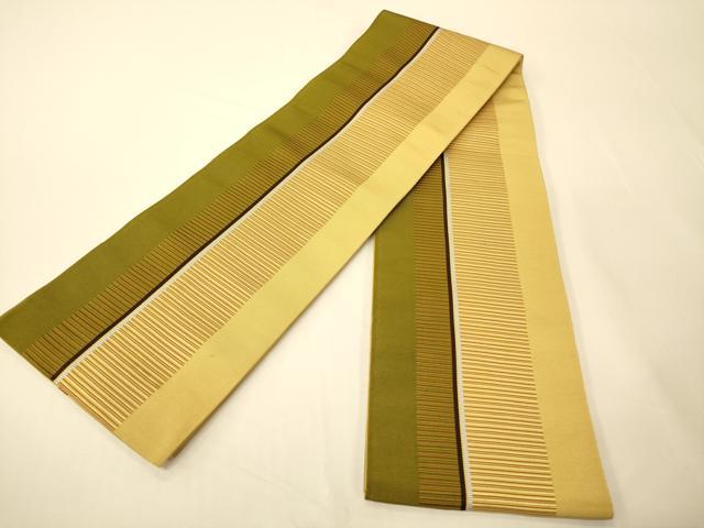 平和屋着物●本場筑前博多織　半幅帯　原田織物謹製　変わり横段文　正絹　逸品　CABI5019ak
