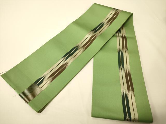 平和屋着物●本場筑前博多織　半幅帯　間道　正絹　逸品　未使用　CABI5027ak