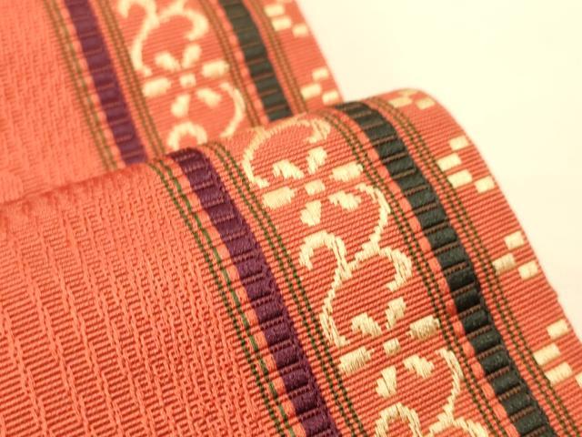 平和屋着物●本場筑前博多織　半幅帯　唐草花間道　正絹　逸品　CABI5029ak