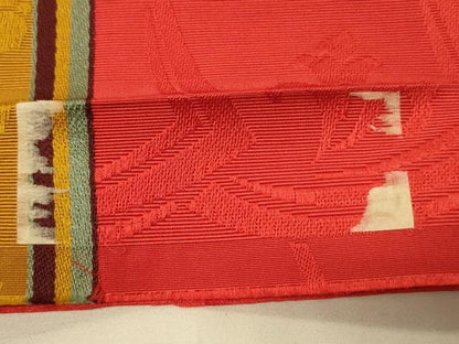 平和屋着物●本場筑前博多織　半幅帯　草花間道　正絹　逸品　CABI5031ak