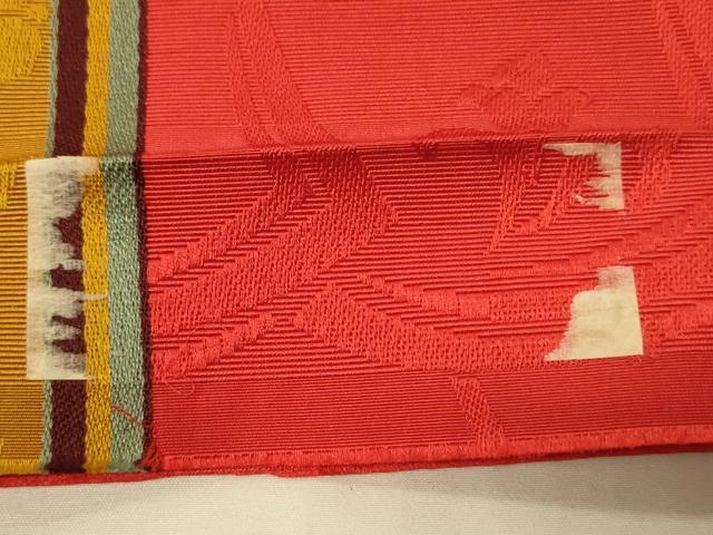 平和屋着物●本場筑前博多織　半幅帯　草花間道　正絹　逸品　CABI5031ak
