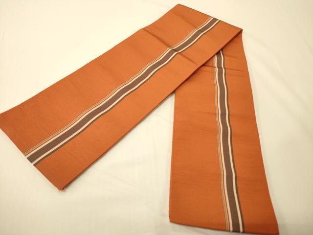 平和屋着物●本場筑前博多織　両面　半幅帯　草花間道　証紙付き　正絹　逸品　未使用　CABI5034ak