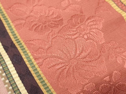 平和屋着物●本場筑前博多織　半幅帯　脇山忠道作　花間道　証紙付き　正絹　逸品　未使用　CABI5037ak