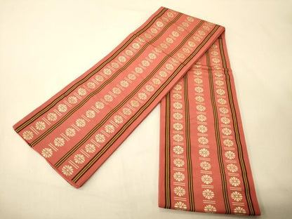 平和屋着物●本場筑前博多織　半幅帯　花間道　証紙付き　正絹　逸品　CABI5048ak