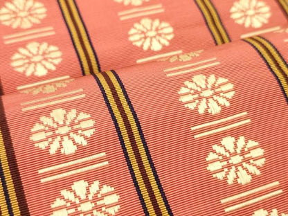 平和屋着物●本場筑前博多織　半幅帯　花間道　証紙付き　正絹　逸品　CABI5048ak