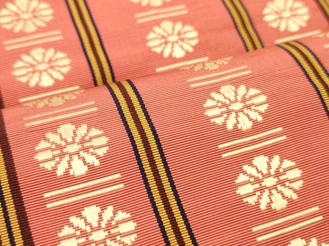 平和屋着物●本場筑前博多織　半幅帯　花間道　証紙付き　正絹　逸品　CABI5048ak