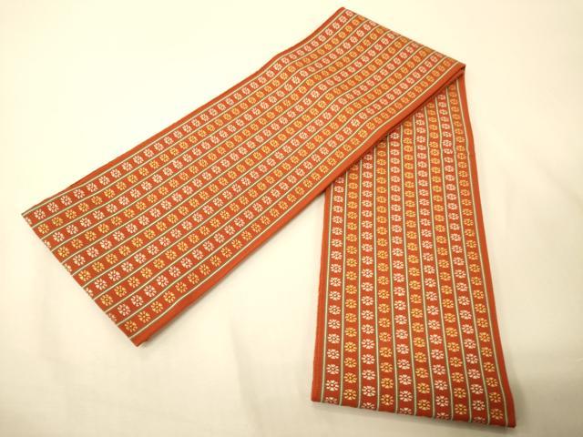 平和屋着物●本場筑前博多織　両面　半幅帯　花間道　正絹　逸品　CABI5051ak