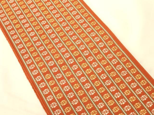 平和屋着物●本場筑前博多織　両面　半幅帯　花間道　正絹　逸品　CABI5051ak