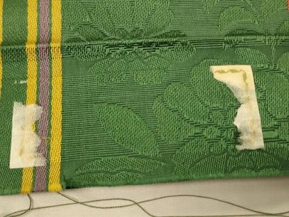 平和屋着物●本場筑前博多織　半幅帯　草花間道　正絹　逸品　CABI5052ak