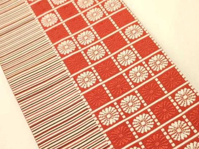 平和屋着物●本場筑前博多織　半幅帯　市松花間道　正絹　逸品　CABI5053ak