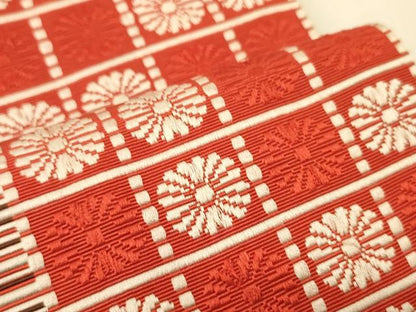 平和屋着物●本場筑前博多織　半幅帯　市松花間道　正絹　逸品　CABI5053ak