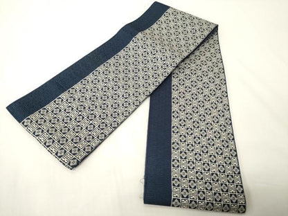 平和屋着物●本場筑前博多織　半幅帯　市松吉祥文　正絹　逸品　CABI5054ak