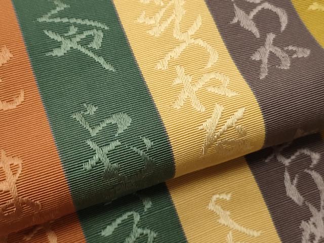 平和屋着物●本場筑前博多織　半幅帯　いろは間道　正絹　逸品　CABI5058ak