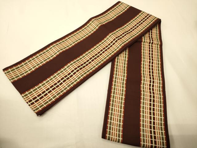 平和屋着物●本場筑前博多織　半幅帯　変わり縞間道　正絹　逸品　CABI5061ak