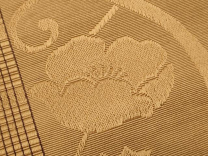 平和屋着物●本場筑前博多織　半幅帯　大倉織工場謹製　草花間道　証紙付き　正絹　逸品　CABI5062ak
