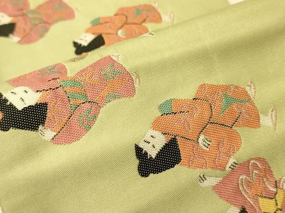 平和屋着物●本場筑前博多織　半幅帯　童子遊び　正絹　逸品　CABI5064ak