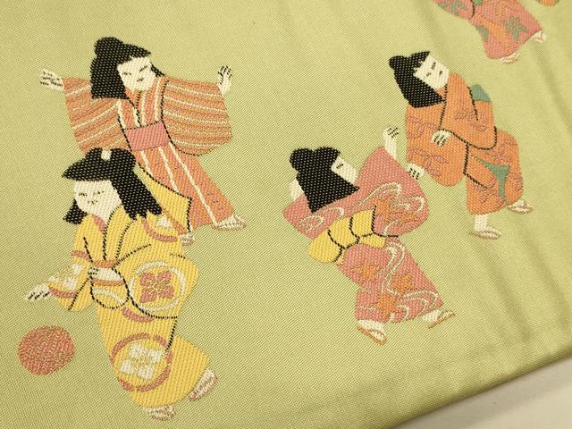 平和屋着物●本場筑前博多織　半幅帯　童子遊び　正絹　逸品　CABI5064ak
