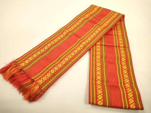 平和屋着物●本場筑前博多織　半幅帯　献上柄　証紙付き　正絹　逸品　CABI5065ak