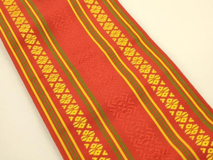 平和屋着物●本場筑前博多織　半幅帯　献上柄　証紙付き　正絹　逸品　CABI5065ak