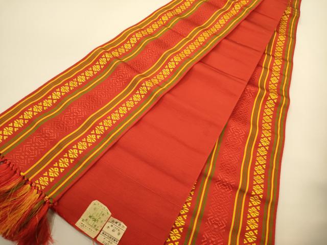 平和屋着物●本場筑前博多織　半幅帯　献上柄　証紙付き　正絹　逸品　CABI5065ak