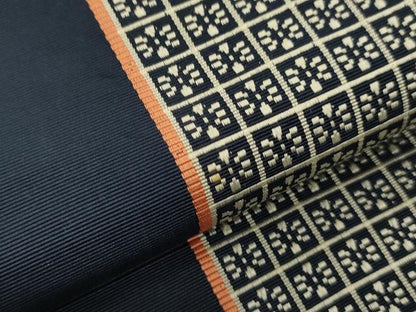 平和屋着物●本場筑前博多織　半幅帯　市松花文　正絹　逸品　CABI5070ak