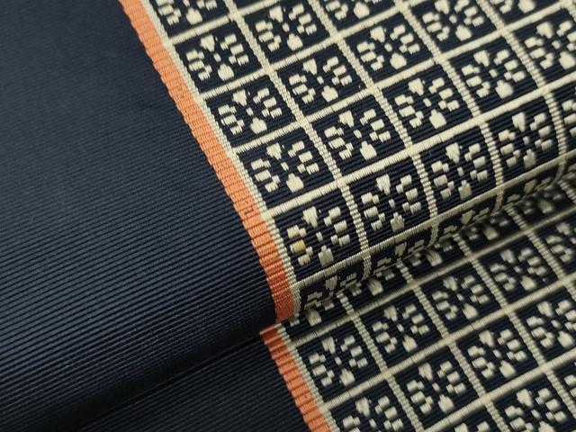平和屋着物●本場筑前博多織　半幅帯　市松花文　正絹　逸品　CABI5070ak