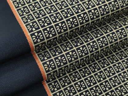 平和屋着物●本場筑前博多織　半幅帯　市松花文　正絹　逸品　CABI5070ak
