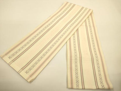 平和屋着物●本場筑前博多織　半幅帯　一重帯　献上柄　正絹　逸品　CABI5072ak