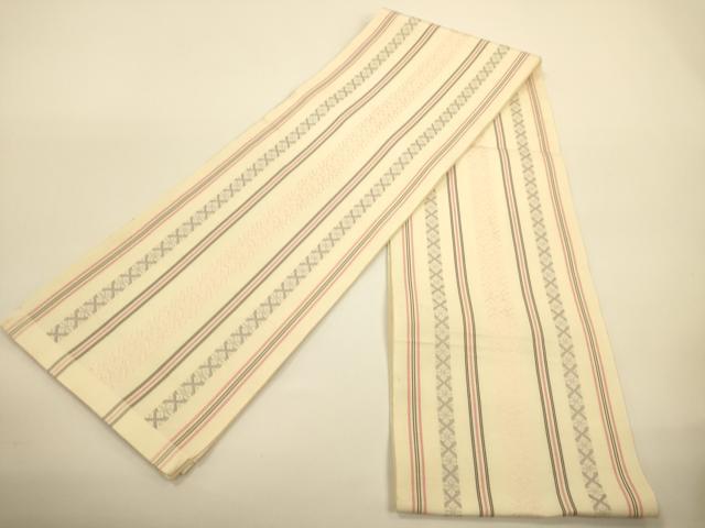 平和屋着物●本場筑前博多織　半幅帯　一重帯　献上柄　正絹　逸品　CABI5072ak