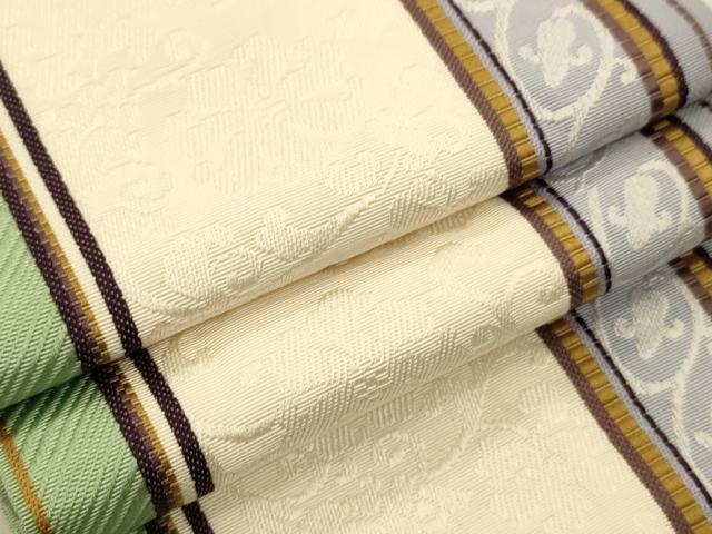 平和屋着物●本場筑前博多織　半幅帯　唐草花間道　正絹　逸品　CABI5075ak