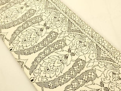 平和屋着物●本場筑前博多織　半幅帯　更紗花文　正絹　逸品　CABI5082ak