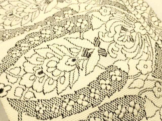 平和屋着物●本場筑前博多織　半幅帯　更紗花文　正絹　逸品　CABI5082ak