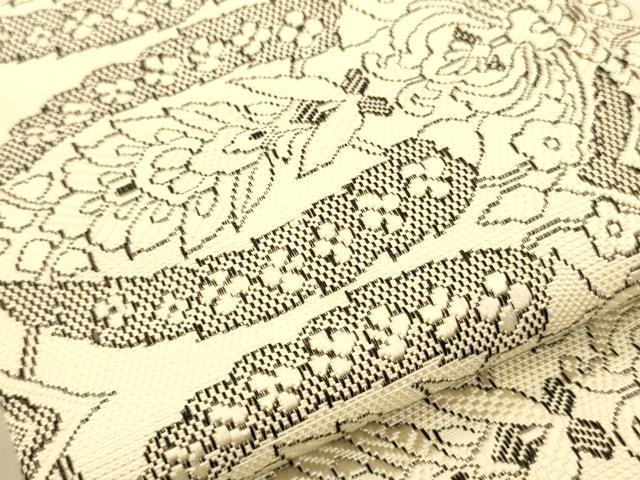 平和屋着物●本場筑前博多織　半幅帯　更紗花文　正絹　逸品　CABI5082ak