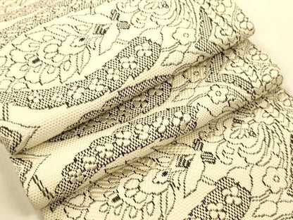 平和屋着物●本場筑前博多織　半幅帯　更紗花文　正絹　逸品　CABI5082ak