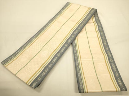 平和屋着物●本場筑前博多織　半幅帯　市松文/成物　正絹　逸品　CABI5084ak