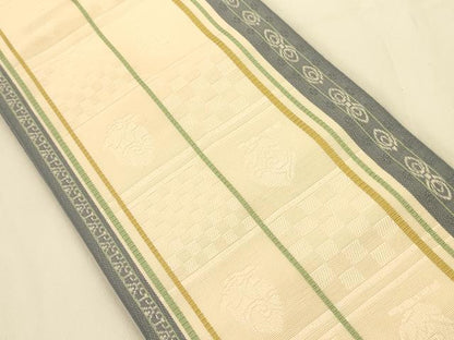 平和屋着物●本場筑前博多織　半幅帯　市松文/成物　正絹　逸品　CABI5084ak