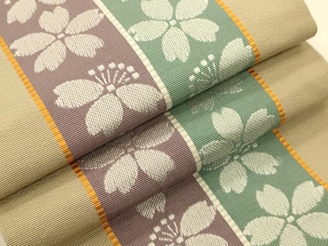 平和屋着物●本場筑前博多織　半幅帯　井上絹織謹製　舞桜間道　証紙付き　正絹　逸品　CABI5085ak