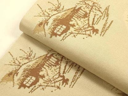 平和屋着物●半幅帯　犬と草履　正絹　逸品　CABI5090ak