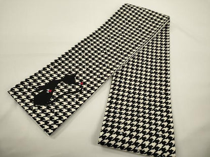 平和屋着物●両面　半幅帯　猫と月と星　さが美扱い　正絹　逸品　未使用　CABI5091ak